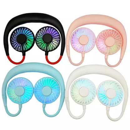 Rechargeable Neck Fan with RGB Light