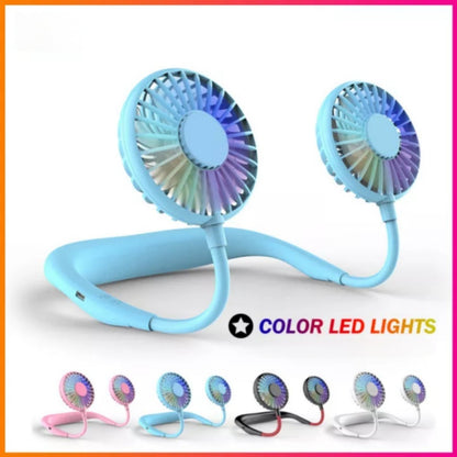 Rechargeable Neck Fan with RGB Light