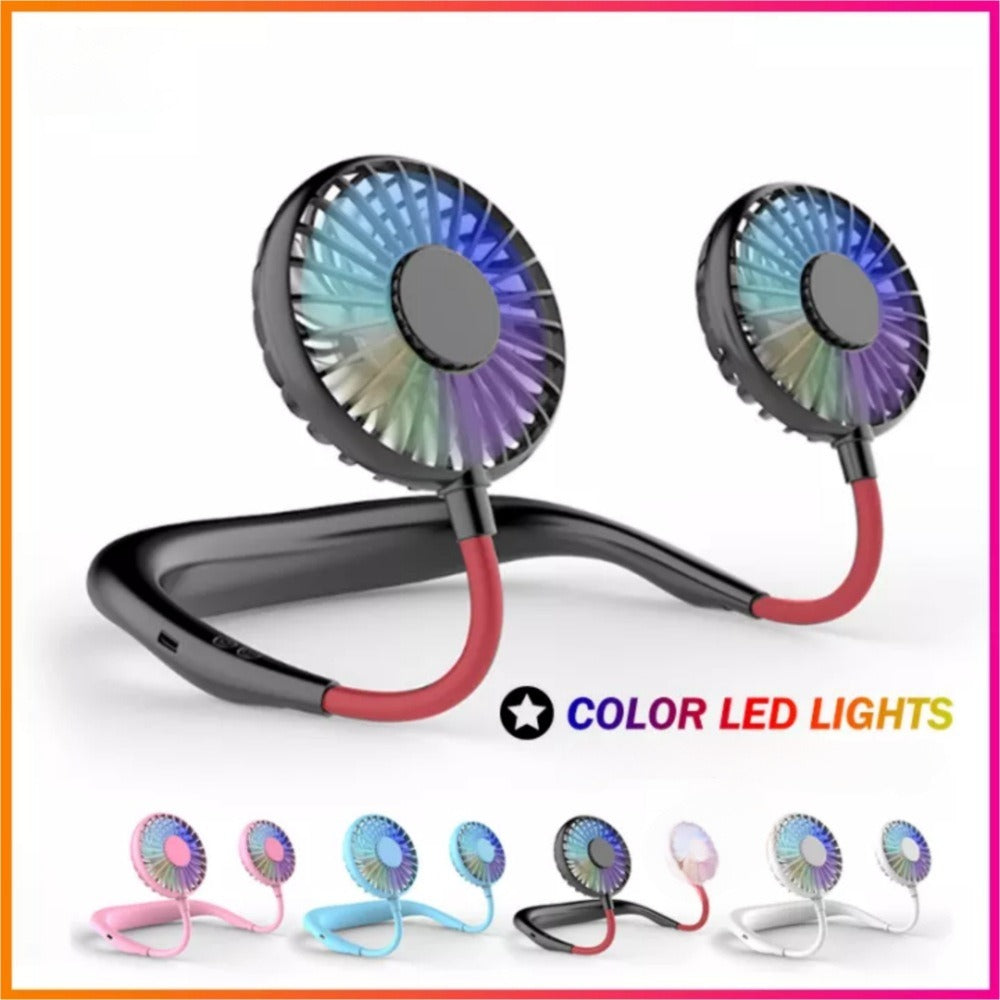 Rechargeable Neck Fan with RGB Light