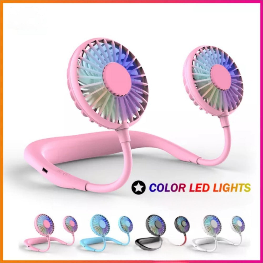 Rechargeable Neck Fan with RGB Light