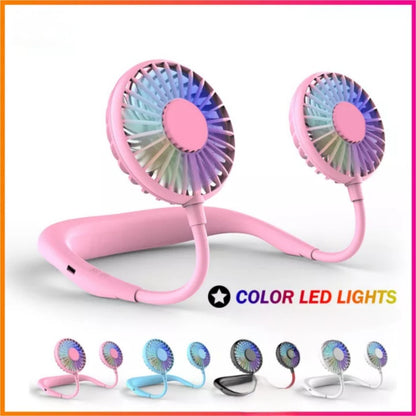 Rechargeable Neck Fan with RGB Light