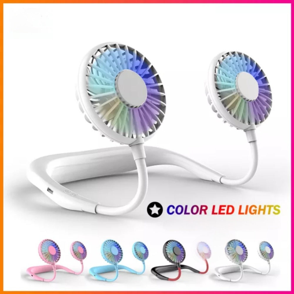 Rechargeable Neck Fan with RGB Light