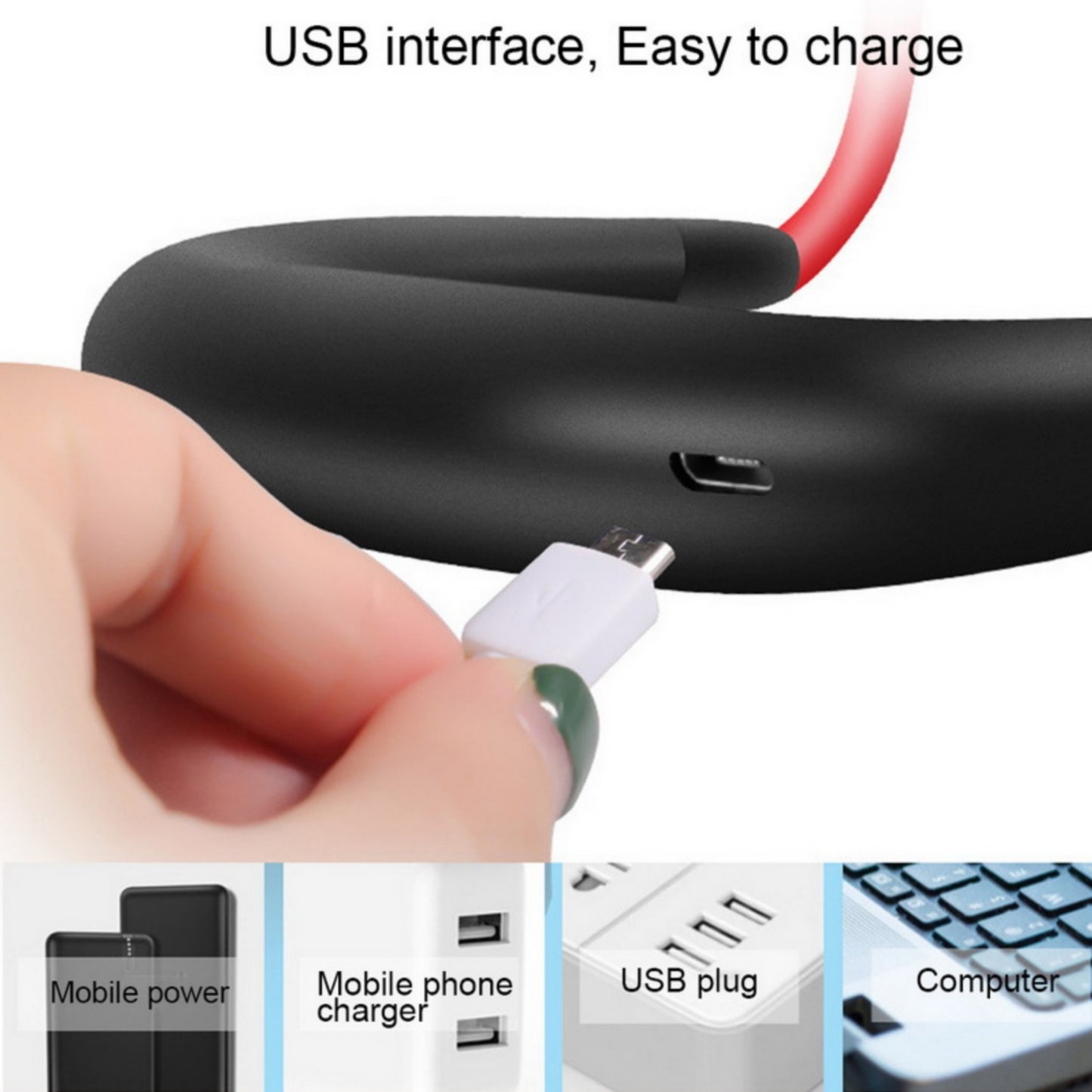 Rechargeable Neck Fan with RGB Light