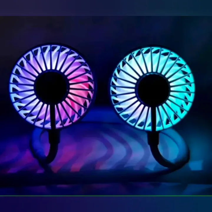 Rechargeable Neck Fan with RGB Light