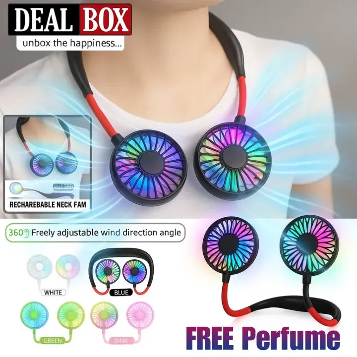 Rechargeable Neck Fan with RGB Light