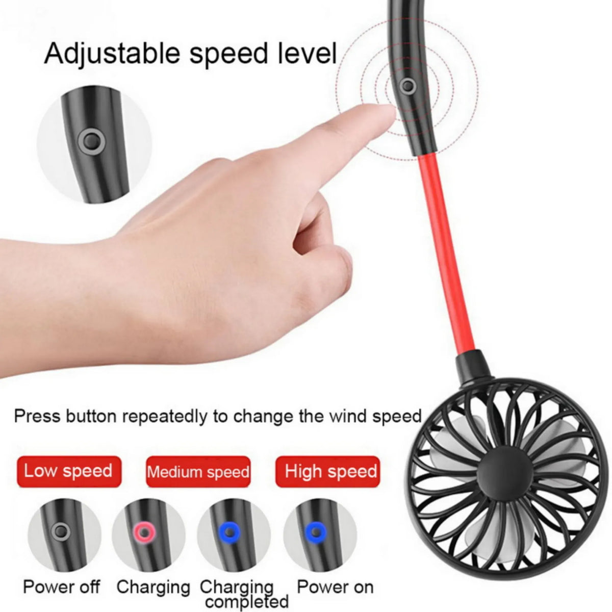 Rechargeable Neck Fan with RGB Light
