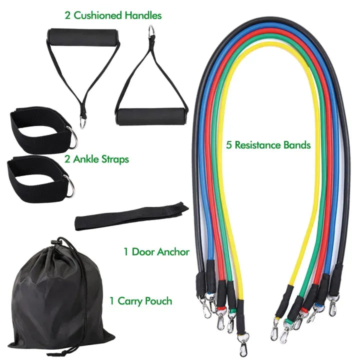 11PCS Premium Fitness Resistance Bands kit
