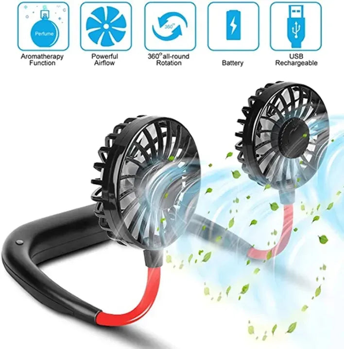 Rechargeable Neck Fan with RGB Light